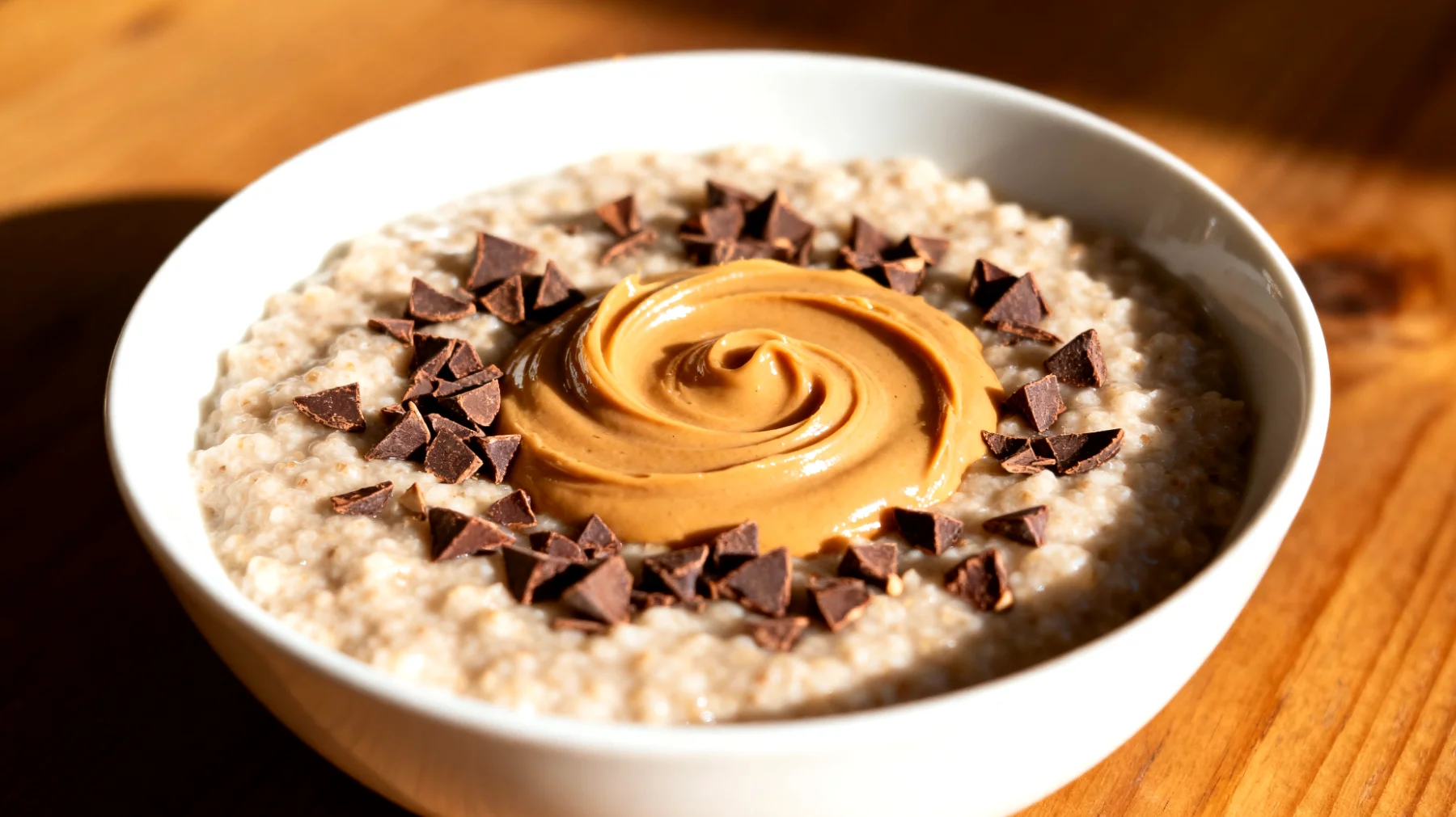 Amaranth-Porridge mit Mandelbutter und Kakao-Nibs"