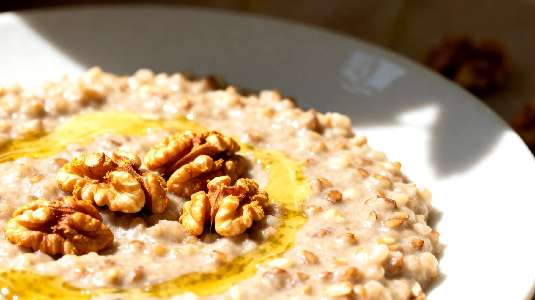 Buchweizen-Risotto mit Kamillenbutter und gerösteten Walnüssen"