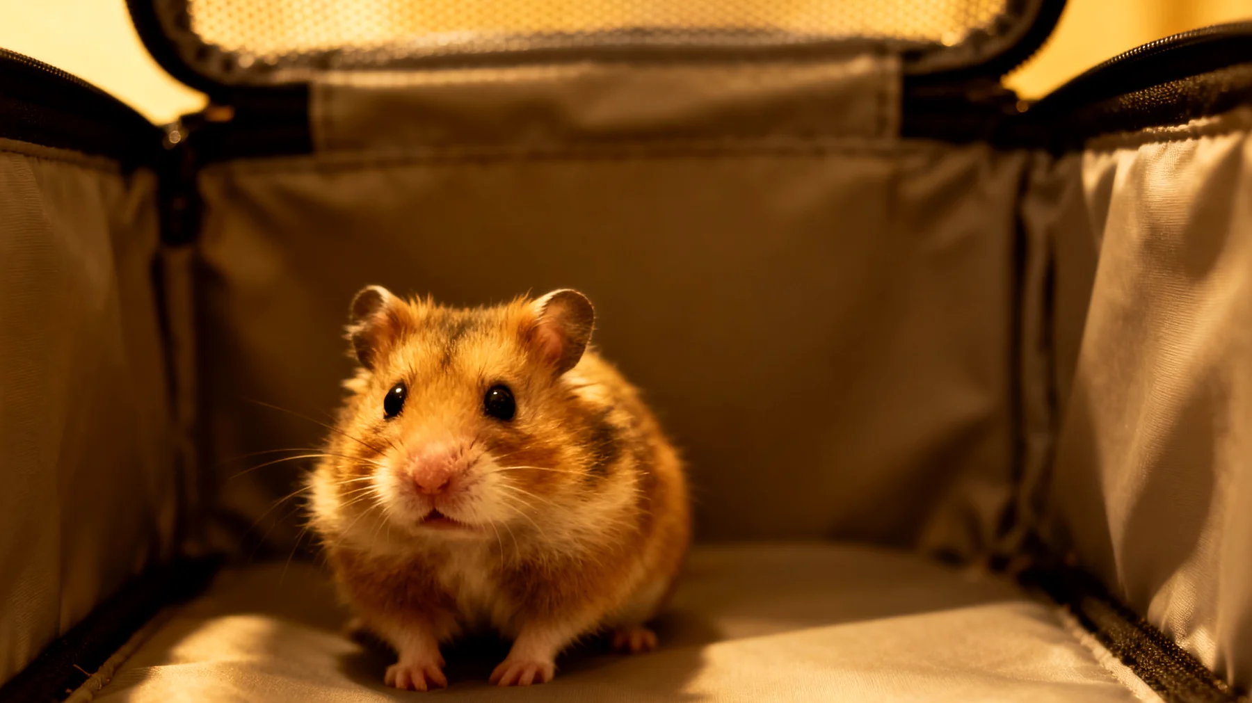 Hamster sind territoriale Einzelgänger und sollten nicht auf Reisen mitgenommen werden, da der Transport enormen Stress verursacht und gesundheitsgefährdend ist"