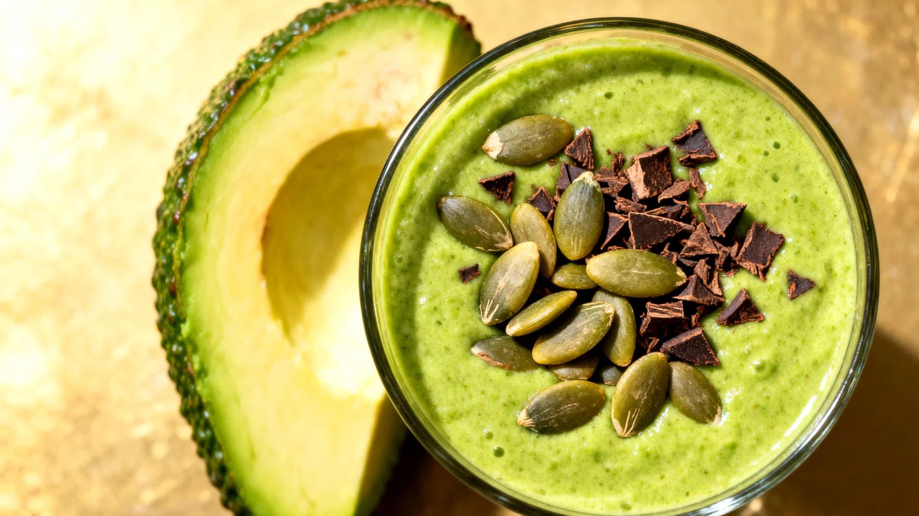 Kürbiskern-Avocado-Smoothie mit Kakaonibs"