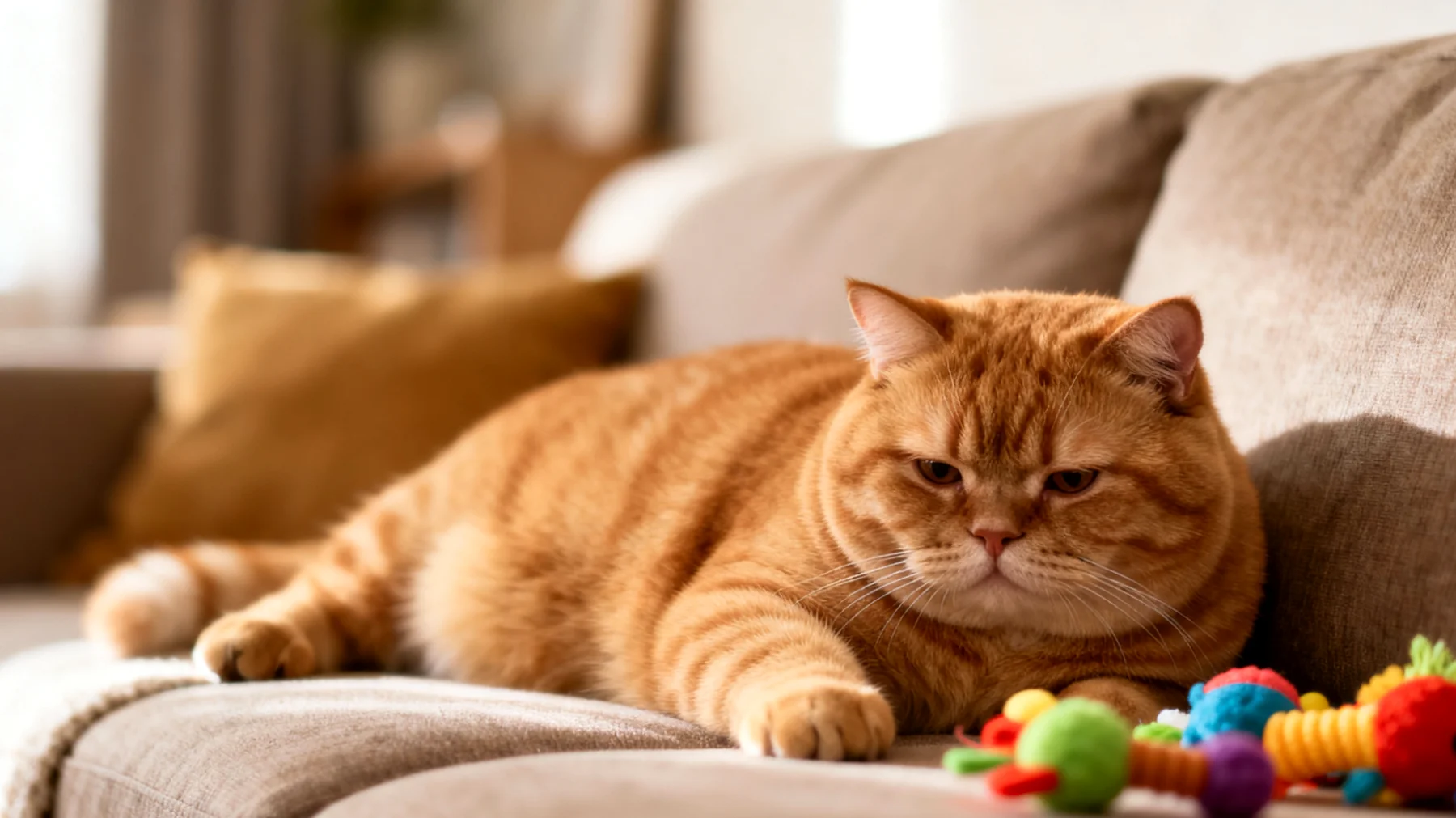 Katzen zeigen nach der Kastration häufig verminderte Aktivität und Lustlosigkeit beim Spielen, was zu Gewichtszunahme und Langeweile führen kann"