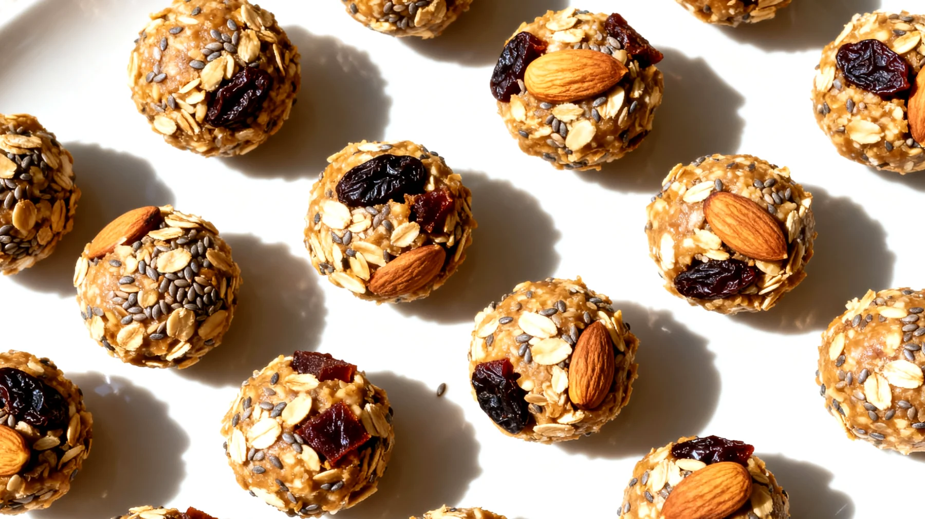 Leinsamen-Pflaumen-Bällchen mit Hafer und Mandeln"