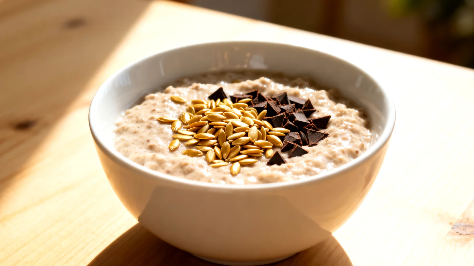 Tigernuss-Porridge mit Leinsamen und Kakao-Nibs"
