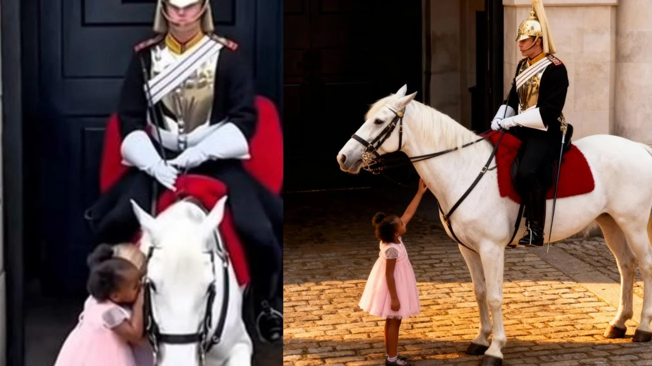 Wenn Größe auf Unschuld trifft: Ein königliches Pferd kniet vor Kindern! 🐴👑 Einfach magisch! #MomenteDesGlücks #Tiere #Freundlichkeit #MagieDerMomente #Kinder"