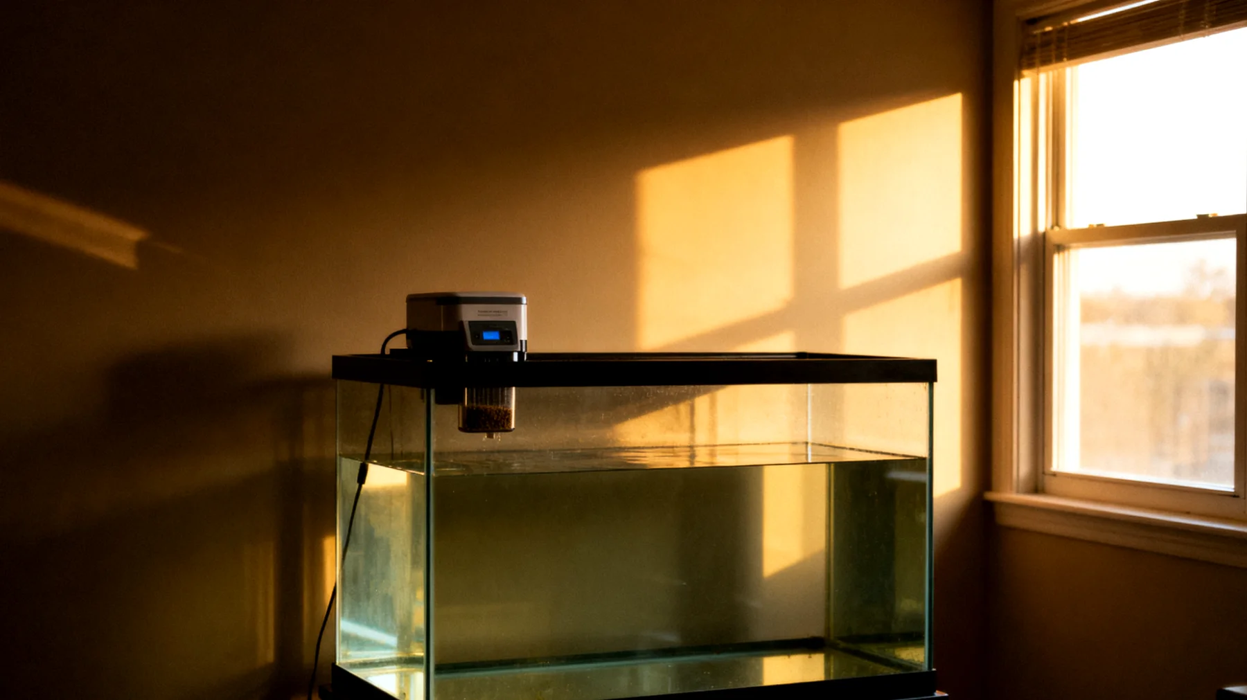 Fische können während einer Reise des Besitzers nicht mitgenommen werden und benötigen eine zuverlässige Versorgung durch automatische Futterspender oder vertrauenswürdige Personen, wobei Wasserqualität und Temperatur konstant gehalten werden müssen"