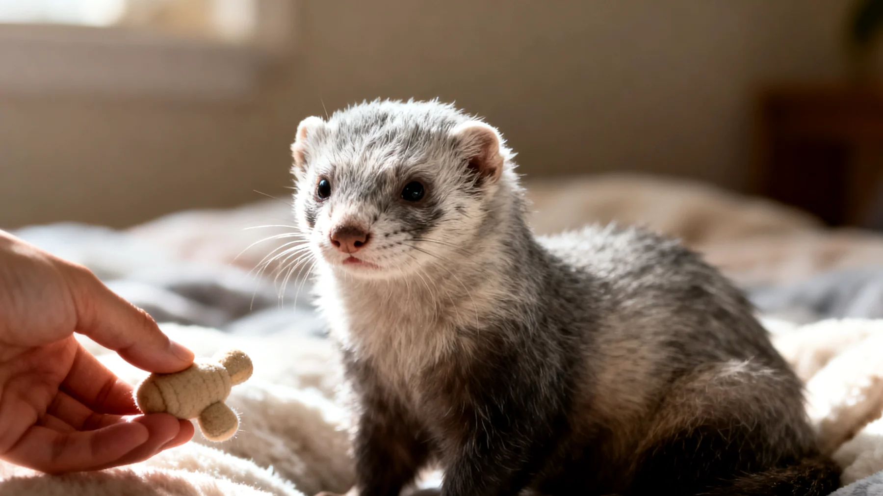 Ältere Frettchen zeigen oft nachlassende kognitive Fähigkeiten und verringerte körperliche Mobilität, was das Training erschwert und spezielle, altersgerechte Verhaltensübungen erfordert, die ihre eingeschränkte Beweglichkeit und kürzere Aufmerksamkeitsspanne berücksichtigen"