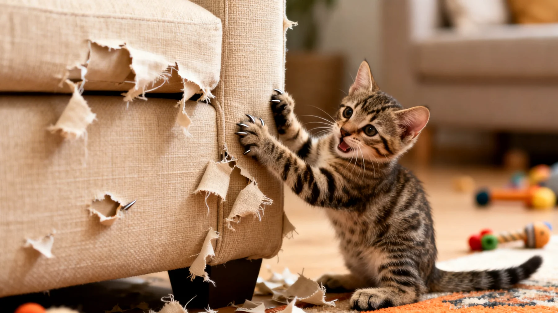 Junge Katzen zeigen oft unerwünschtes Verhalten wie Kratzen an Möbeln, Beißen in Hände oder übermäßiges Spielaggression, was eine gezielte Verhaltenserziehung durch positive Verstärkung und konsistente Trainingsmethoden erfordert."